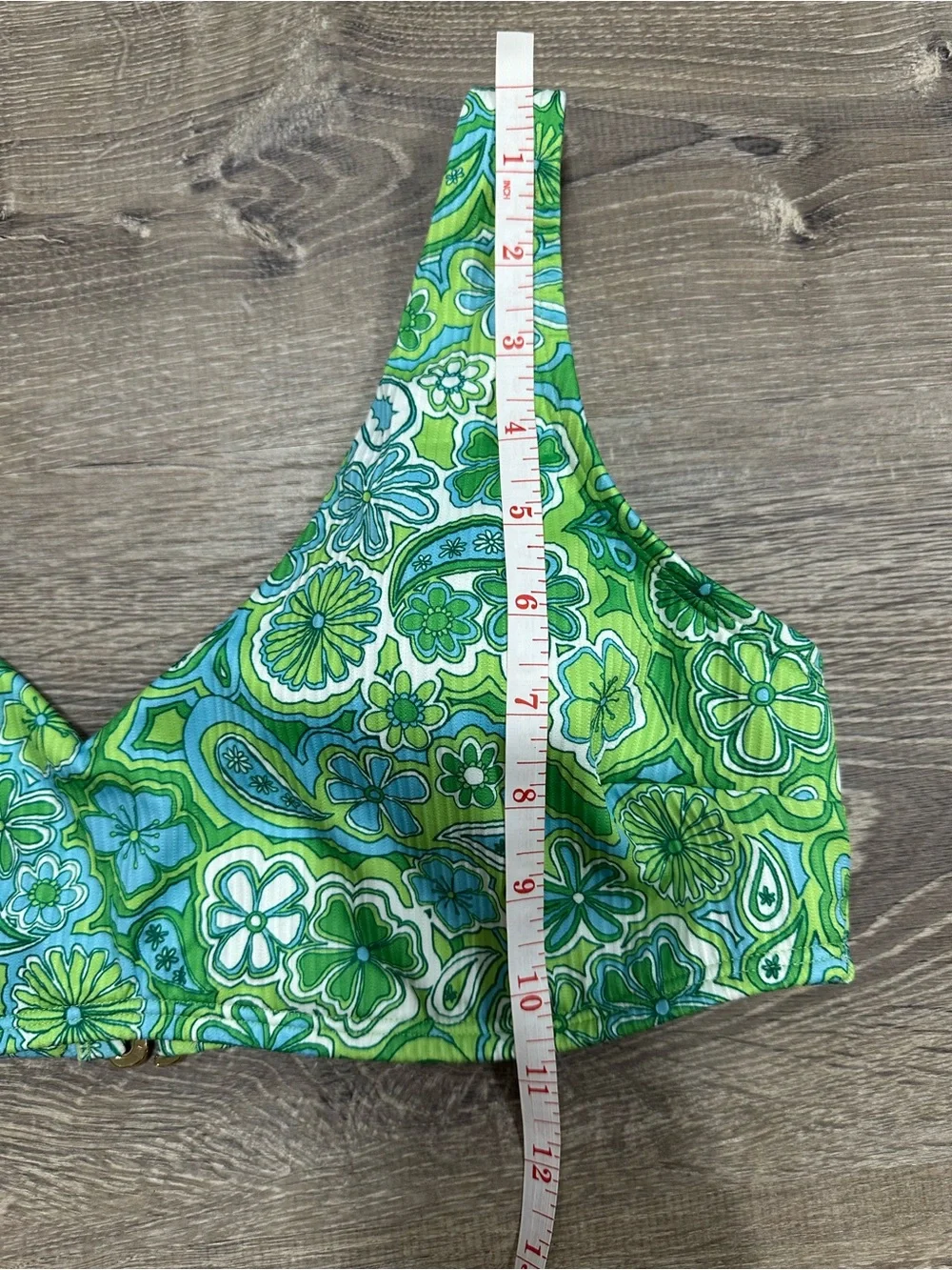 Hollister Swim Green/Blue Retro Floral Cheeky Curvy Bikini Set Large Medium